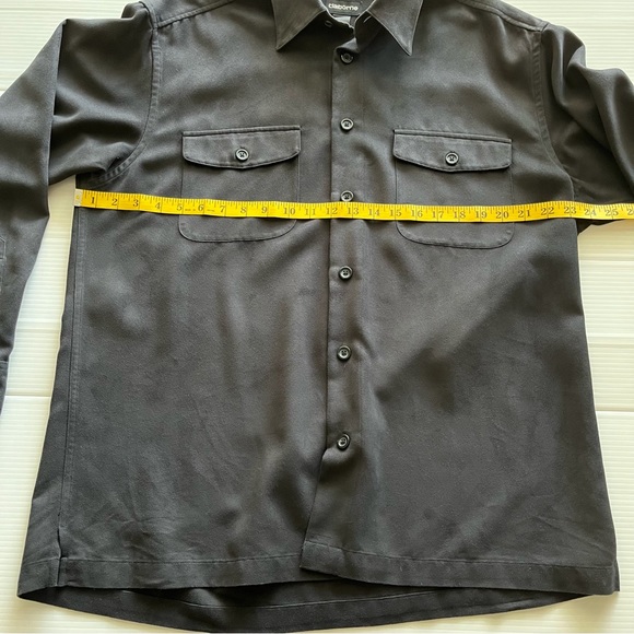 Claiborne Faux Suede Black Button Down Size Large Long Sleeve Shirt - Picture 7 of 7